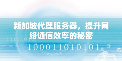 新加坡代理服务器，提升网络通信效率的秘密